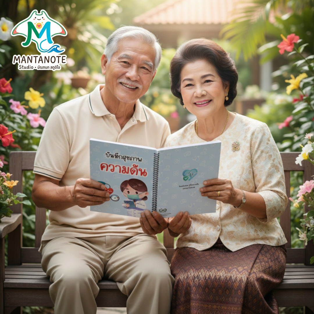 สมุดบันทึกความดันโลหิต A4 พิมพ์สีทั้งเล่ม | สันขดลวด กางง่าย พับได้ | ข้อมูลคนไข้ ตาราง BP/ชีพจรครบ - Image 4