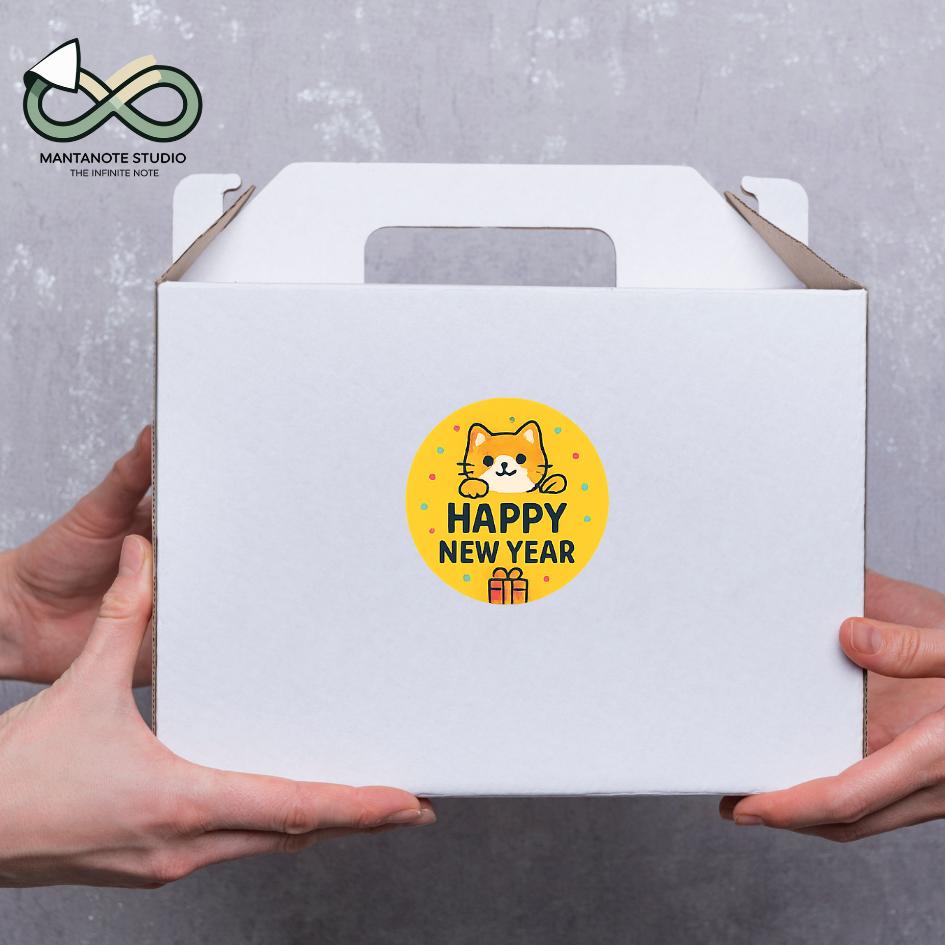 สติ๊กเกอร์ปีใหม่ Happy New Year | สติ๊กเกอร์ตกแต่งของขวัญปีใหม่ | สติ๊กเกอร์ถุงขนม แพ็กเกจของขวัญ - Image 6
