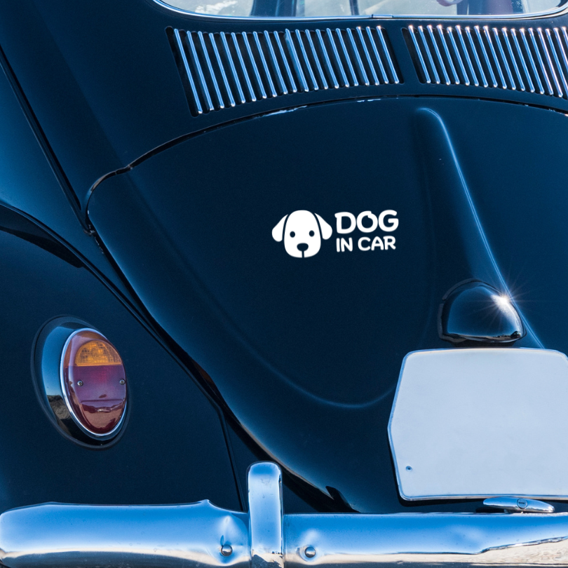 สติ๊กเกอร์ Dog in Car มีหมาในรถ PVC OUTDOOR ทนน้ำทนแดด ไดคัทสีขาว - Image 6