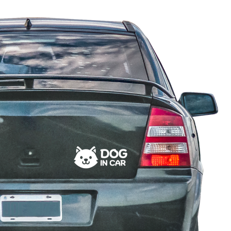 สติ๊กเกอร์ Dog in Car มีหมาในรถ PVC OUTDOOR ทนน้ำทนแดด ไดคัทสีขาว - Image 5